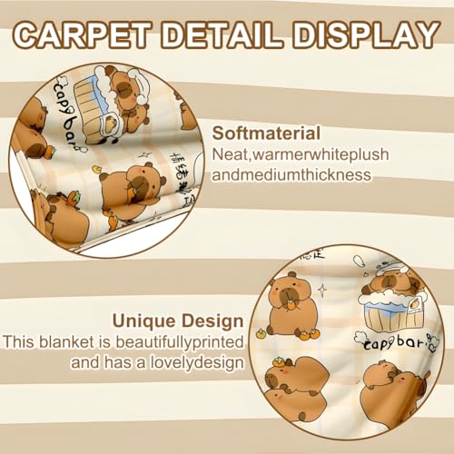SKIPTHYBER Capybara Decken Anime Plüschdecke Superweiche Flanell Decken für Sofa, Büro, Kniedecke, Bett, Auto, Camping, Strand 100 x 150 cm