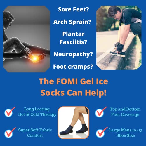 Fomi Hot Cold Therapy Gel Ice Socks | 2 Socks – Blue, Large | Cooling Wrap For Swollen Sore Feet, Toes, Heel, Arch Pain, Plantar Fasciitis, Heel Spurs, Gout, Chemotherapy, Arthritis | 10-13 Shoe Size #TOP3