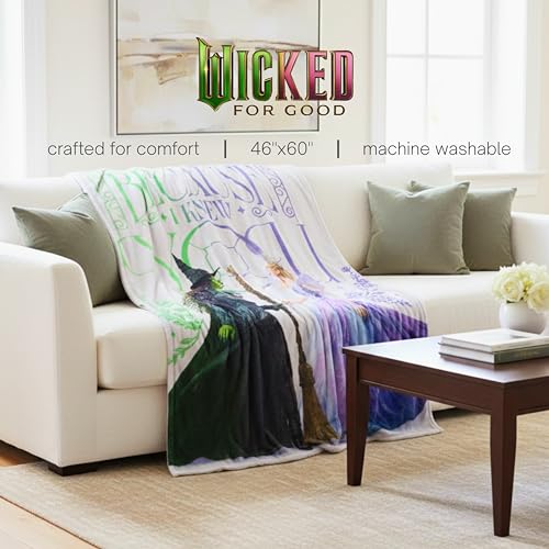 Image of Wicked Elphaba and Glinda Bedding Throw - Super Soft Cozy Blanket - Because I Knew You, 46 in x 60 in, (Officially Licensed Product) by Franco