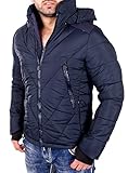 Reslad Winterjacke Herren Parka Kapuzen Anorak Windbreaker Jacke RS-508 Navyblau 3XL