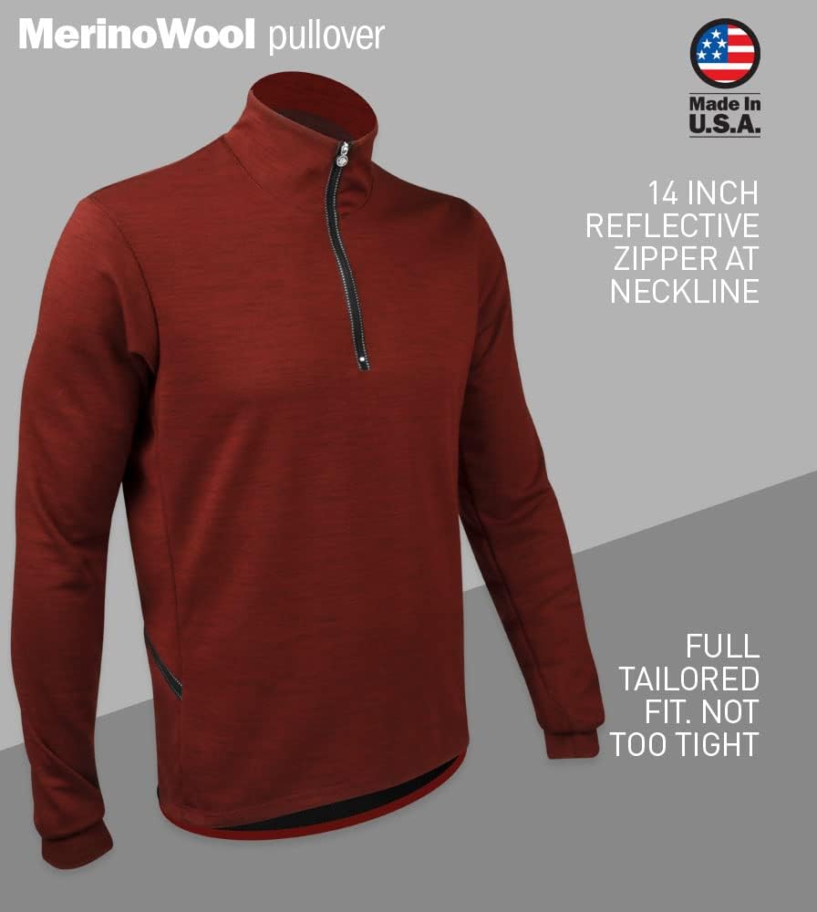 AERO|TECH|DESIGNS | Men's Long Sleeve Merino Wool Jersey | High Collar Performance Wool Blend Pullover | Made in USA