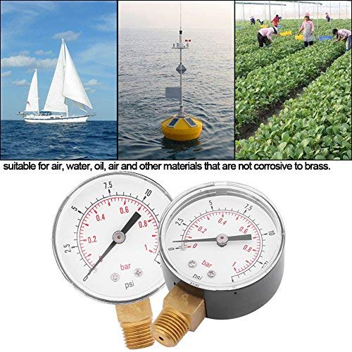 Low Pressure Gauge for Fuel Air Oil Water 0-15psi/0-1bar 1/4" BSPT Bottom Mount Oil Pressure Gauge - Image 3
