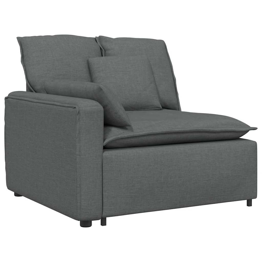Sofá modular con reposapiés y cojín, color gris oscuro, acolchado de tela, 324 x 205 x 64 cm, sofá de 4 piezas con estructura de metal resistente, sofá modular versátil para salón y salón