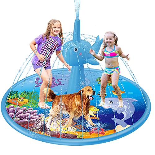 HmiL-U Splash Pad 68"-Whale Sprinkler for Kids,Kids Pool, Outdoor Lawn Water Toys, Splash Pad, Wading Swimming Pool, Inflatable Splash Sprinkler Pad for Toddlers, Boys & Girls
