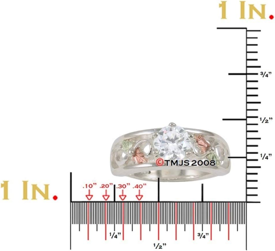 Round Cubic Zirconia Infinity Band, Sterling Silver, 12k Green and Rose Gold Black Hills Gold