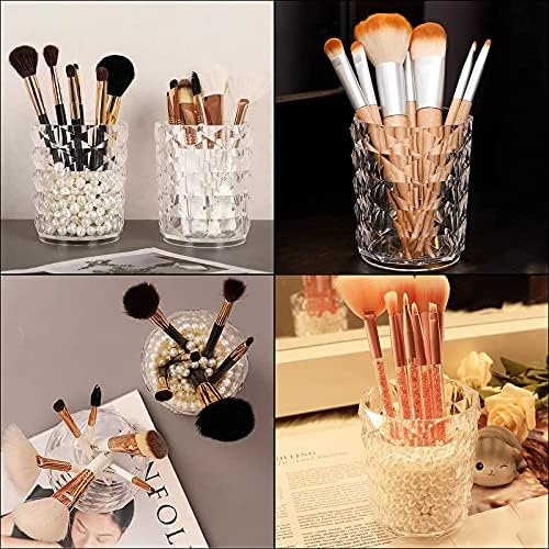 huahuo 2Pcs Makeup Brushes Holder Acrylic Organizer Cosmetic Brush Cup for Brow Pencil, Lipstick, Eyeliner