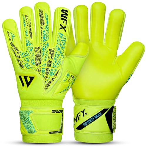 WFX Professional Goalkeeper Gloves for Kids Youth Adult Men Strong Grip Palm Finger Protection Football Soccer Goalie Gloves with Dumbo Latex 4+3mm Wrist Support