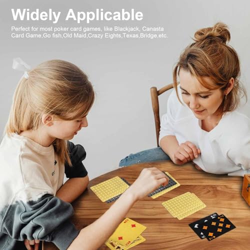 eaacaa Spielkarten aus wasserdichtem Kunststoff, Gold und Schwarz, Professionelle Pokerkarten 2 Packs, Kartendeck, Poker-Karten Diamant für Blackjack Texas Canasta Bridge Kartenspiele für Erwachsene – Bild 4
