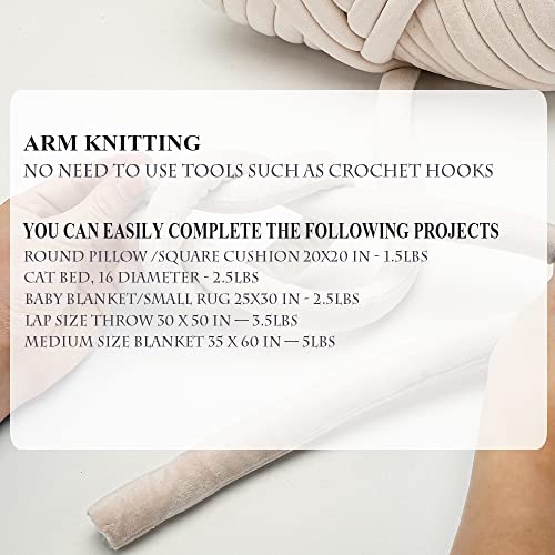 Chunky Yarn For Hand Knitting Blanket Knotted Pillow，Super Soft Vegan Beige Velvet Yarn Jumbo Fluffyh Braided Cotton Bulky Giant Yarn For Christmas Diy Home Decoration #TOP3