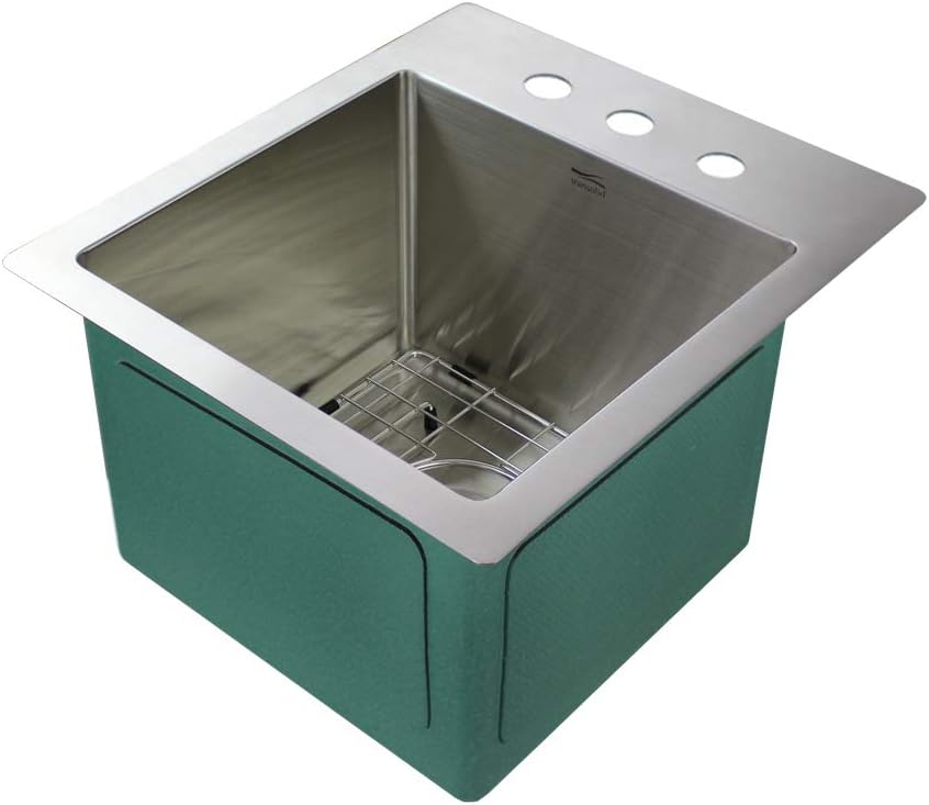 Transolid DTSB151710 Diamond 1-Hole Dual Mount Single Bowl 16-Gauge Stainless Steel Kitchen Sink 15-in x 17-in x 10-in Brushed Finish