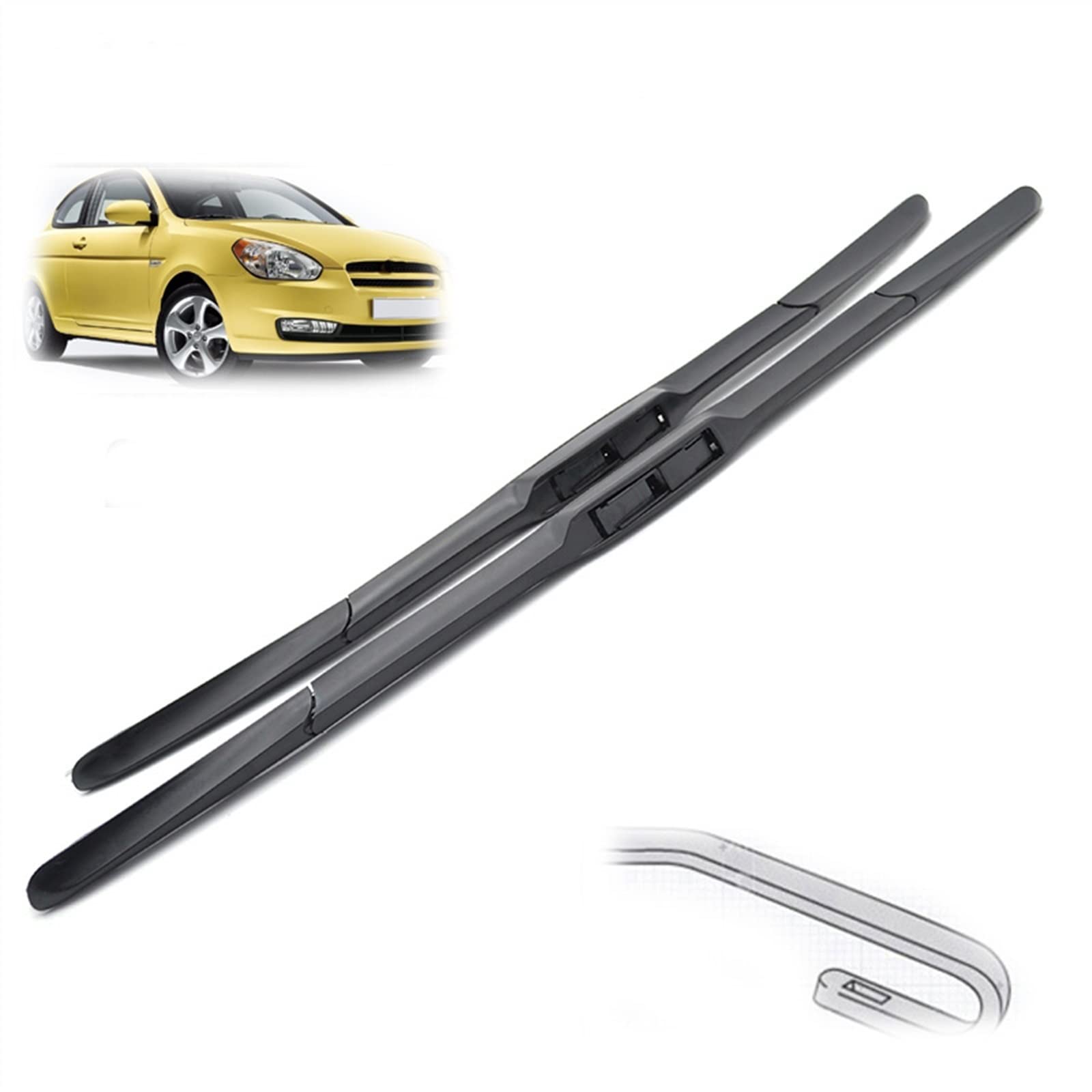 Essuie-glace hybride 22" 16" anti-trace pour le pare-brise de Hyundai Accent