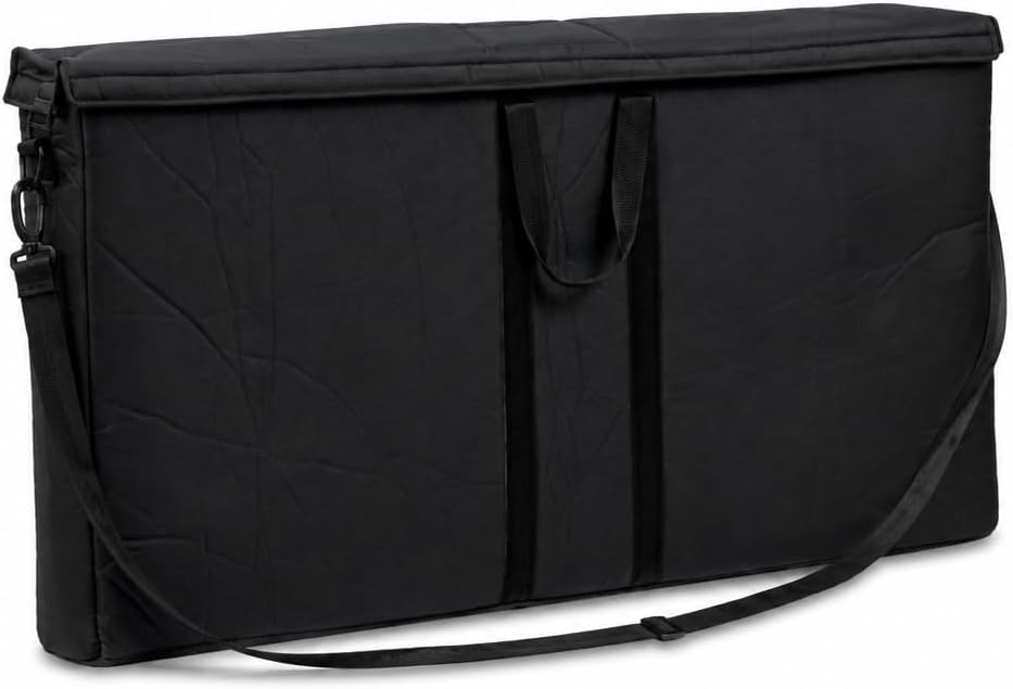 4’x2’x5" Universal Gear Bag for Portable Stage, LED Screens, DJ Facade Carry & Travel Bag, Art Portfolio W/Shoulder Strap & Handle (Black) | Padded carry & travel bag for portable stage decks, LED screens, DJ facades. Shoulder strap + handle. 4'x2'x5".