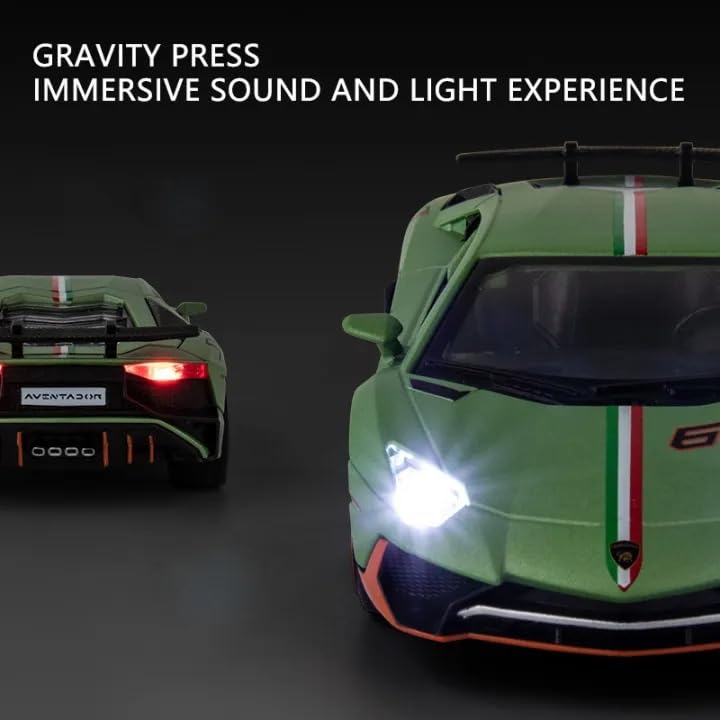 Image of Invite 1:32 Scale Lamborghini LP780-4 Alloy Die-Cast Car Model | Metal Toy Supercar with Openable Doors, Lights & Sound | Pull Back Vehicle for Kids & Collectors [Multicolor][Pack of 1]