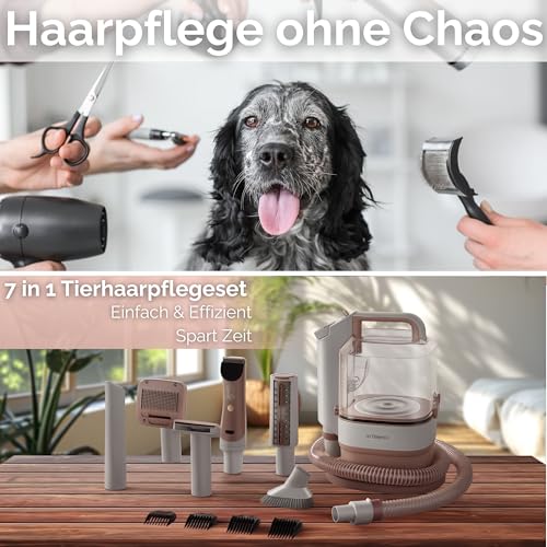 Steinborg® Tierhaarschneidemaschine mit Staubsauger 13.500 Pa Hundeschermaschine leise mit Sauger Hundestaubsauger mit Bürste Tierhaarentferner & Fellpflege für Hunde, Katzen Profi Haustierpflegeset – Produktbild 4
