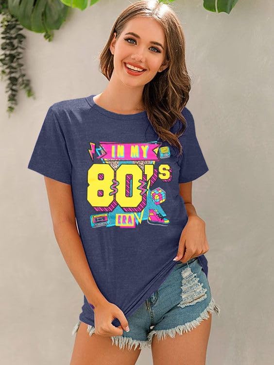 Women 80'S Shirts Vintage Graphic Tee Neon Shirts in My 80s Era Shirt Casual 80s 90s Party Clothes - Image 4