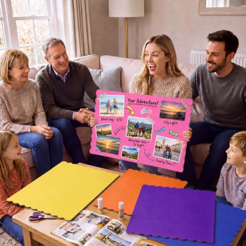 Mooliwe 10 Pack 21" x 14" Rainbow Trifold Poster Board Tri Fold Boards Foldable Corrugated Presentation Display Scalloped Borders for Science Fair Events School Projects Exhibitions - Image 5
