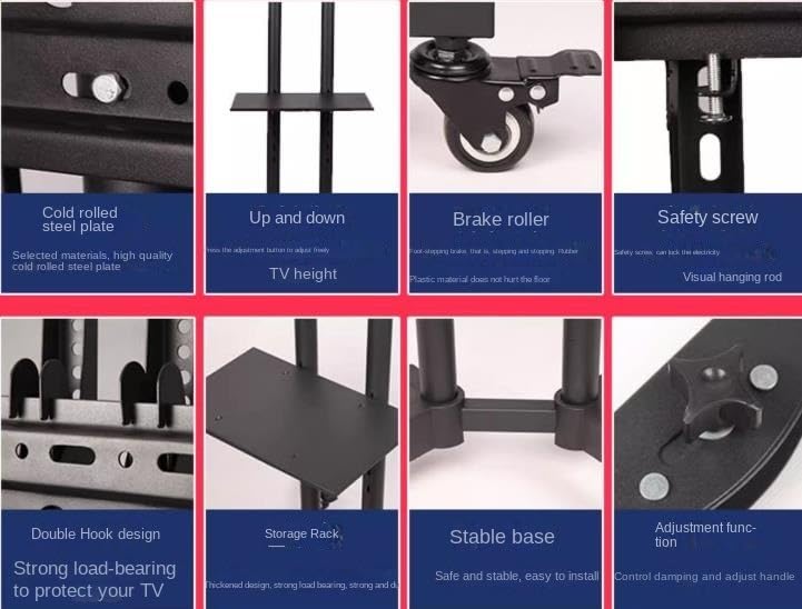 Soporte Universal para TV con Ruedas y Estante Ajustable miniatura 6