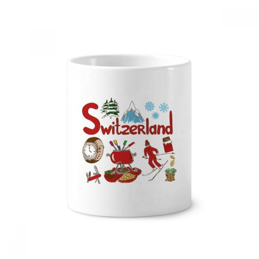 Switzerland National symbol Landmark Toothbrush Pen Holder Mug Ceramic Stand Pencil Cup