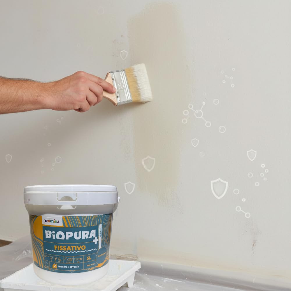 CROMIKA Biopura Fissativo Isolante Antimuffa Anticondensa Per Pittura Alta Concentrazione per Interni ed Esterni Trasparente Made in Italy (Trasparente, Litri 5)