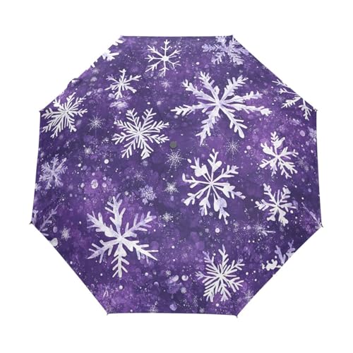 Parapluie blanc flocons violets GAIREG automatique compact pour femme