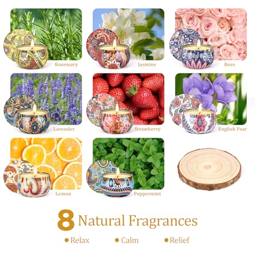 Bougie Parfumées Cadeau Femme, 8 Bougies Parfumées Soja Bio Naturel Noël Bougie Pour Mère, Amie, Maitresse | Coffret Cadeau De Anniversaire,Saint Valentin,Mariage – vue 3