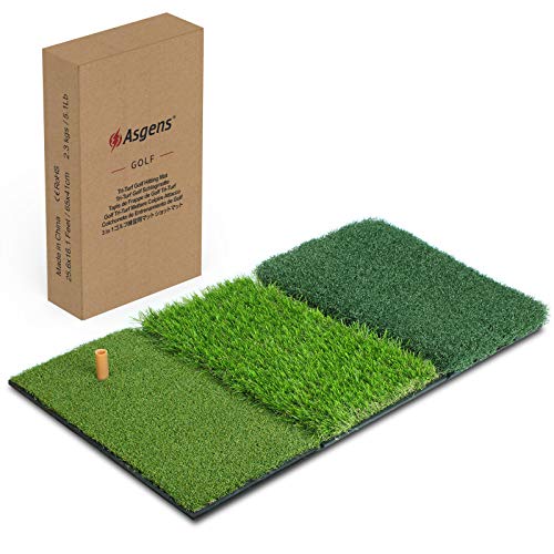 Asgens-Alfombra-de-Bateo-de-Golf-Tri-Turf-Alfombrilla-de-Goma-para-Practica-de-Golf-Basica-para-Montar-Ayuda-de-Entrenamiento-Portatil-para-Golfistas64-x-41cm