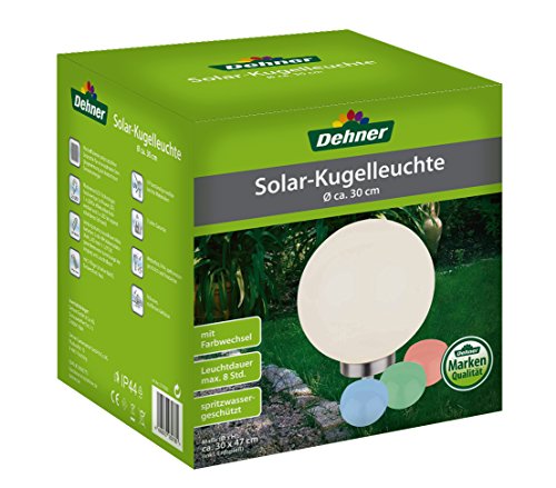 Dehner Lampa solarna kula z ostrzem do wbijania w ziemię i zmianą koloru, Ø 30 cm, tworzywo sztuczne