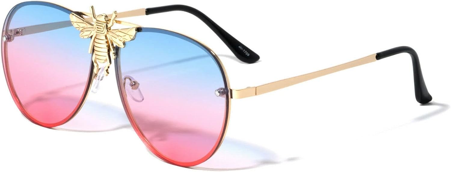 Dweebzilla 3D Killer Bee Luxury Hip Hop Pilot Aviator Sunglasses Floating Lenses