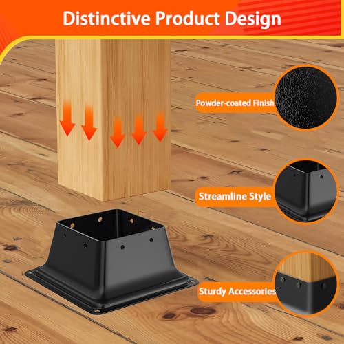 Base de poste de 4x4 acero 4 uds para soportes de madera de pergolas y cubiertas 5