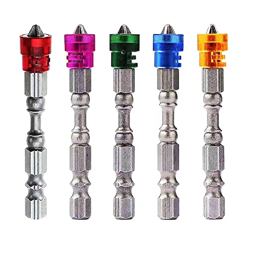 Image of Zohino 5 PCS 1/4 Inches Hex Shank PH2 Magnetic Drill Bit Cross Phillip Head Impact Drill Bits Set Holder
