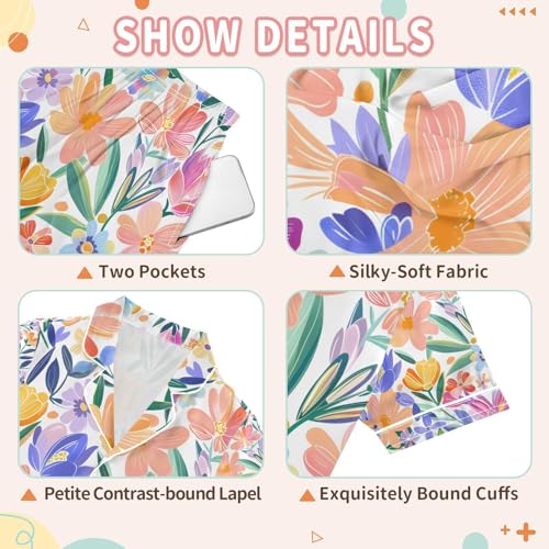 senya Spring Flowers A Satin Summer Pajama Sets Silk Short Sleeve Button Down Sleepwear3