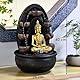 Innenbrunnen Wasserwand Kaskade Buddha Statue Abnehmbares farbenfrohes LED-Licht, Lucky Fountain mit geschlossenem Stromkreis, H 40 cm-Chakra Zen’light