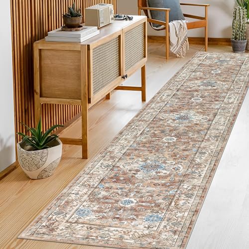 Pauwer Long Hallway Runner Rug 2'6''x12', Boho Washable Runner Rugs with Rubber Backing, Non Slip Carpet Runner for Hallways, Farmhouse Rug Runners for Kitchen Laundry Room Entryway