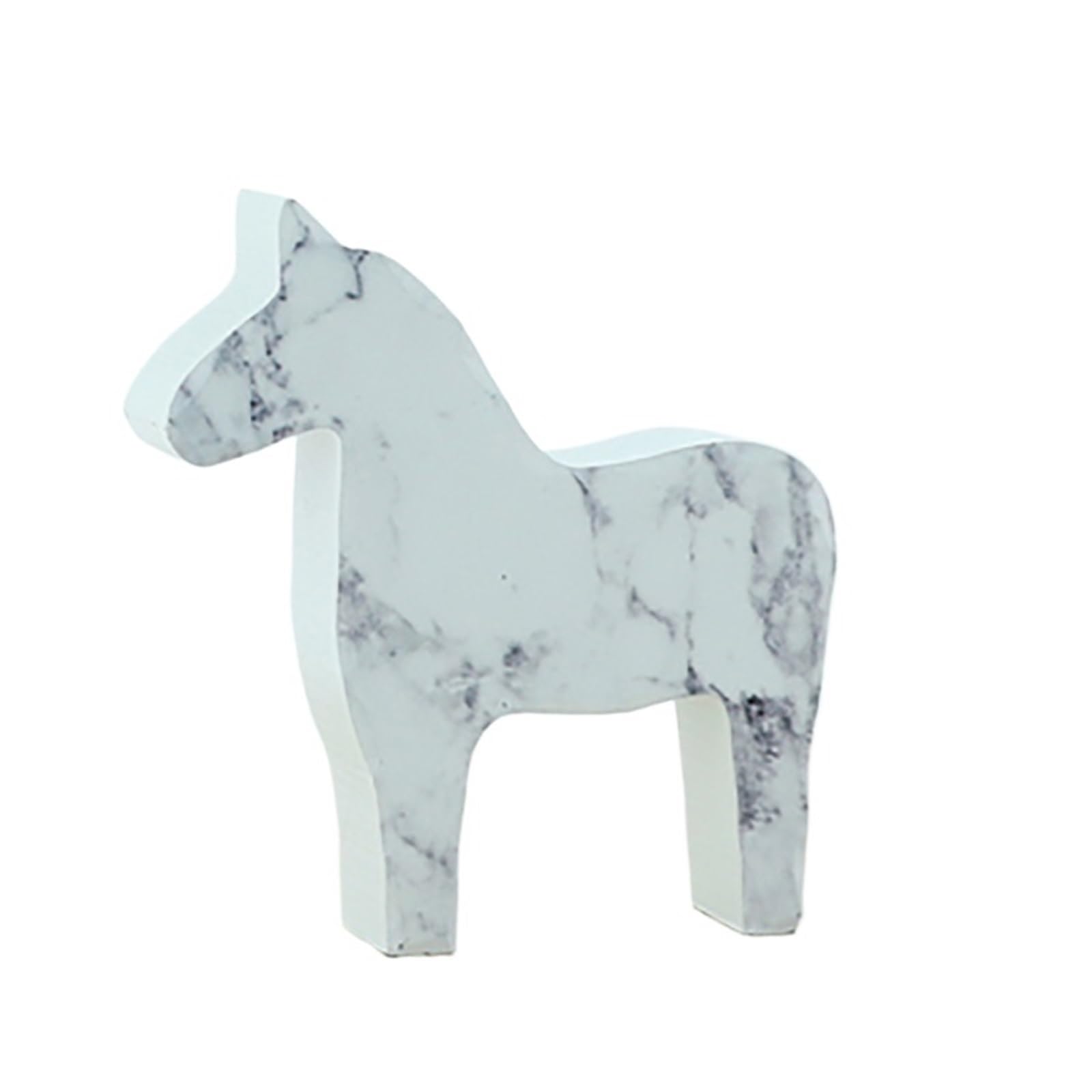 Miunihuooo Wooden Horse Figurine Gift Crafts Statue Home Desktop Office Interior New House Decoration Ornaments(White)