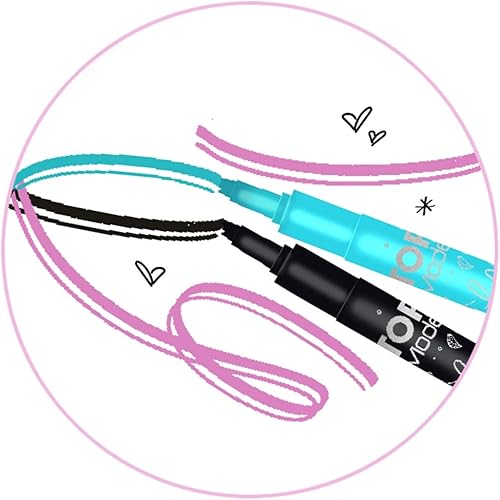 Miniatura 3 de Depesche TOPModel - Juego de 4 bolígrafos de punta de fieltro, doble punta en ángulo, bolígrafos de caligrafía, negro, rosa, turquesa, morado