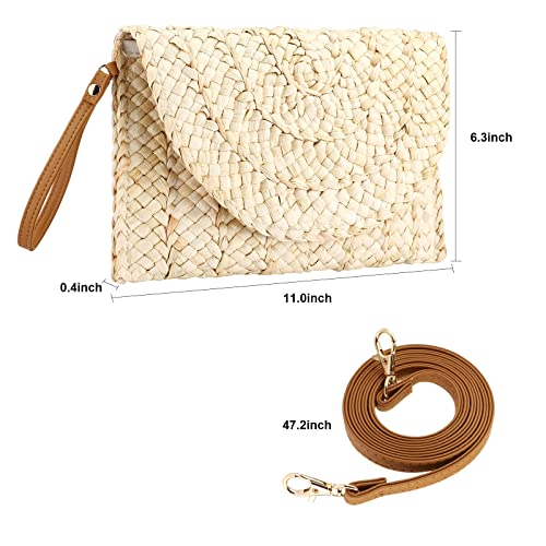 Image of Gets Straw Clutches Beach Bag for Women Summer Crossbody Straw Bag with Strap