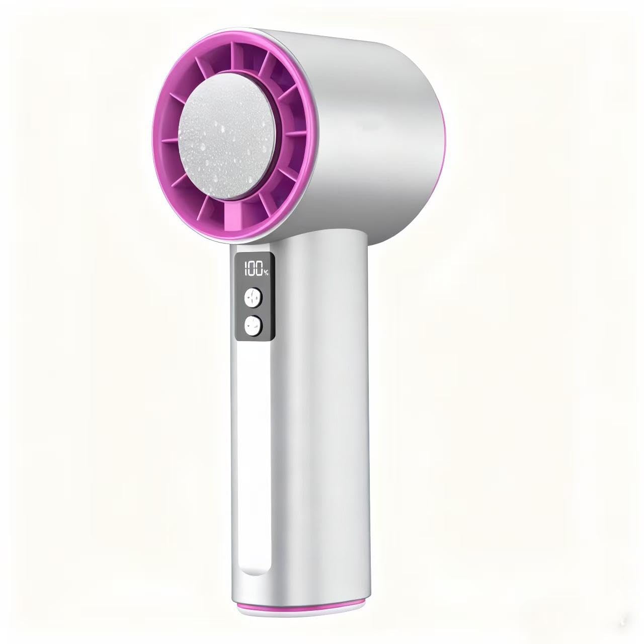 techpride portable handheld turbo fan with semiconductor refrigeration, 2600mah battery, 200 speed settings, led display, multicolor (gray)
