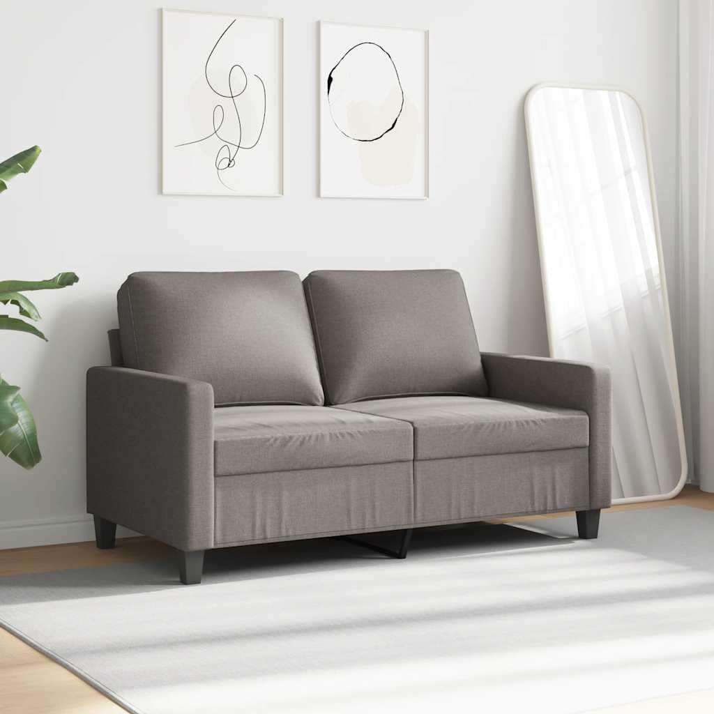 Sofá de 2 plazas tapizado de tela, 120 cm, estructura de metal gris