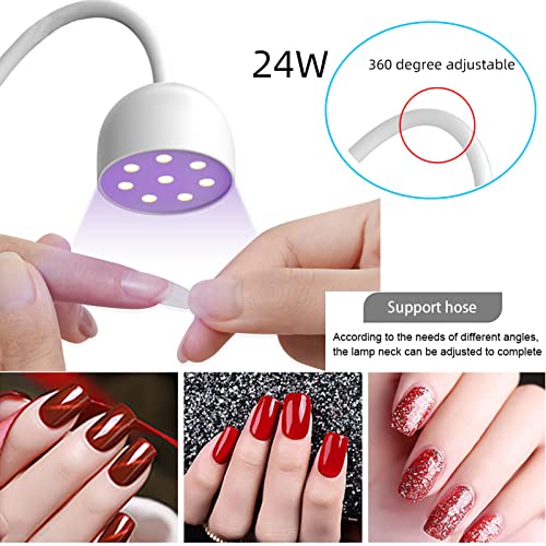 Lxiangn Led Uv Nail Lamp For Gel Nails,24W 360° Rotatable Gooseneck Uv Light Nail Polish Curing Lamp Nail Dryer For Diy Home & Salon Manicure #TOP4