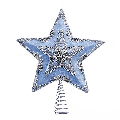 Kurt Adler Pale Star Treetop, 13.5-Inch, Blue And Silver #TOP1