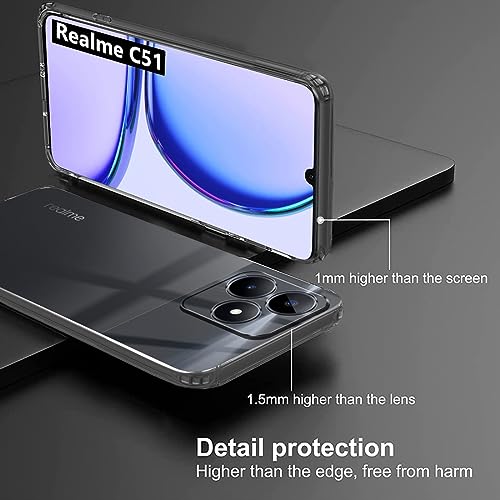 Image of Fashionury Shockproof Crystal Clear Back Cover Case for Realme C51 | Transparent Back Cover Case | 360 Degree Protection for Realme C51