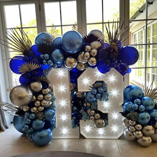 Bezente Blue Metallic Chrome Latex Balloons, 100 Pack 12 inch Round Helium Blue Balloons for Birthday Baby Shower Wedding Graduation Party Decorations - 8