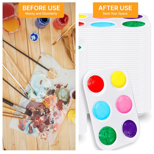Voittozege Plastic Round Paint Pallet Tray Painting Palettes Bulk 100Pcs by Voittozege - Image 5