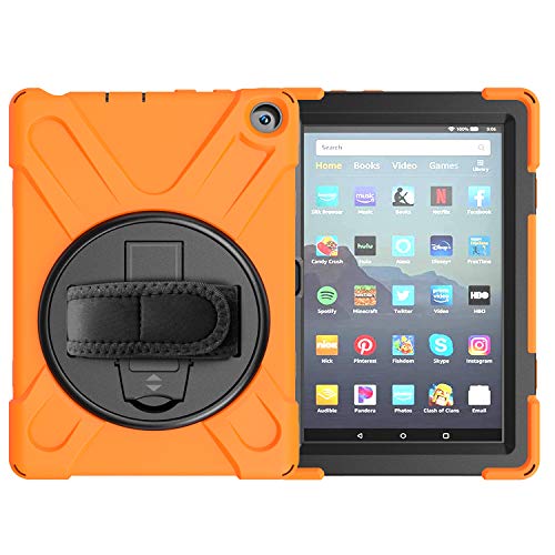 Amazon Fire HD 8 2020 / Amazon Fire HD 8 Plus 2020 �P�[�X �V���R�� 360�x ��] �n���h�z���_�[ �X�g���b�v �X�^���h �L�b�Y �ϏՌ� �h�o ��v ��� �Ў� �ϋv �����h�~ �n�[�h Amazon Fi