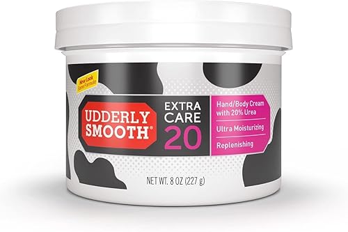 Udderly Smooth Extra Care Crema para manos/cuerpo con 20% de urea, reabastecedora, sin fragancia, 8 onzas, paquete de 4