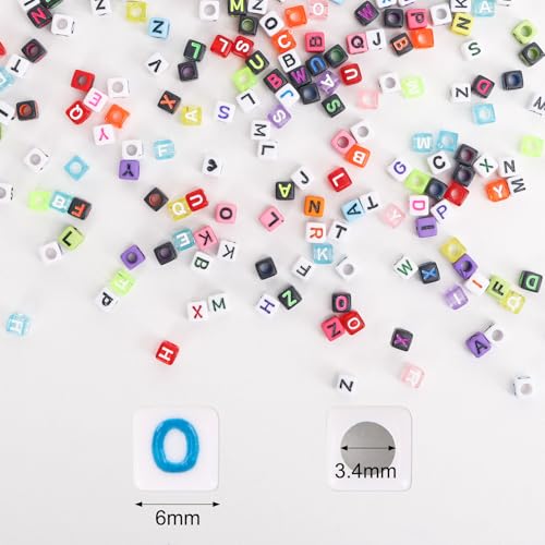 Image of Quefe 1440pcs Acrylic Letter Beads Multicolored Cube Sorted Alphabet Beads for Jewelry Making, Bracelets, Necklaces, Key Chains 5 Colors (6 x 6mm)