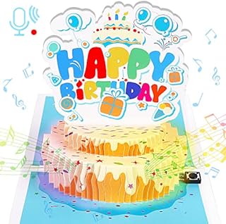 ColorfulLaVie Happy Birthday Card,3D Pop Up Birthday Cards With Light and Record,Recyclable Envelope Included,Musical Birthday Greeting Cards For Women Men Mum Daughter Wife Family Friends Kids