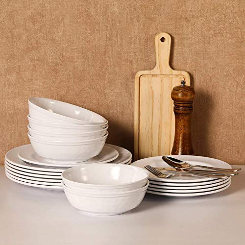 Tp 8.5" Melamine Dinner Plates, 6-Piece Plate Set Serving Dishes For Indoors And Outdoors, Unbreakable Dinner Service For 6, White #TOP5