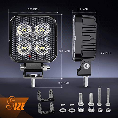 Image of Nilight 2PCS 3Inch Led Pods Square 1500LM Built-in EMC Work Light 90 Degree Flood Beam Angle for Offroad Side Rear Back-Up Reverse Lamps for Tractor Truck Motorcycle Boat ATV UTV