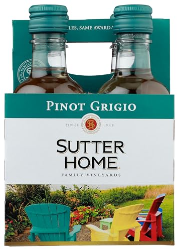 Sutter Home Pinot Grigio White Wine, 187mL Wine Bottles (4 Pack)